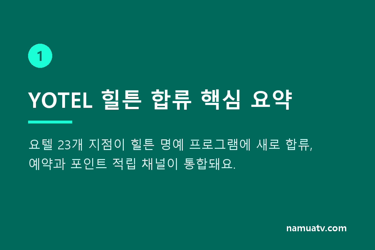 YOTEL, 힐튼 명예 프로그램에 합류, 향후 몇 년간 대규모 성장 계획 - YOTEL 힐튼 합류 핵심 요약