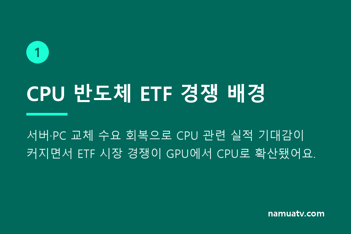 CPU로 옮겨붙은 반도체 ETF 경쟁 - CPU 반도체 ETF 경쟁 배경