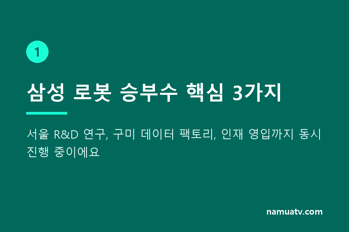 삼성 로봇패권 경쟁 승부 - 삼성 로봇 승부수 핵심 3가지
