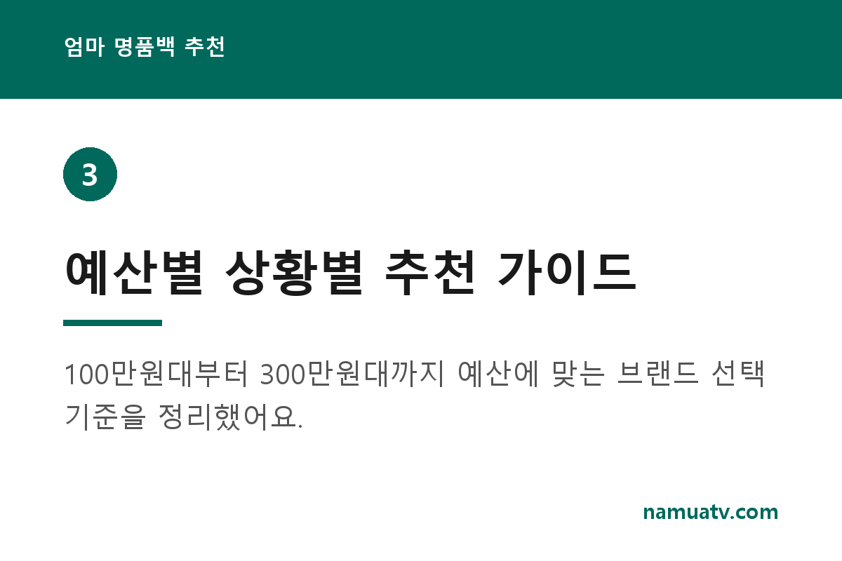 엄마 명품백 추천 - 예산별 상황별 추천 가이드