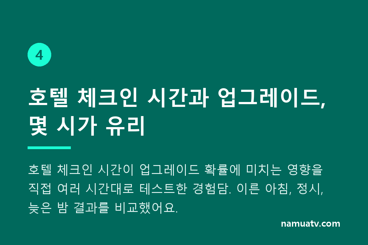 Hotel Check-In Time & Upgrades: What Strategy Maximizes Your Odds? - 호텔 체크인 시간과 업그레이드, 몇 시가 유리