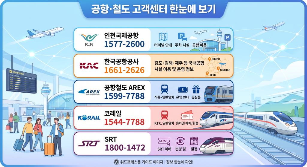 공항·철도 고객센터 전화번호