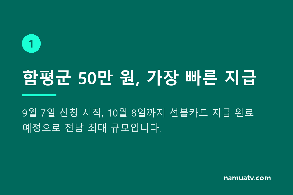 2026년 추석 민생지원금 - 함평군 50만 원, 가장 빠른 지급