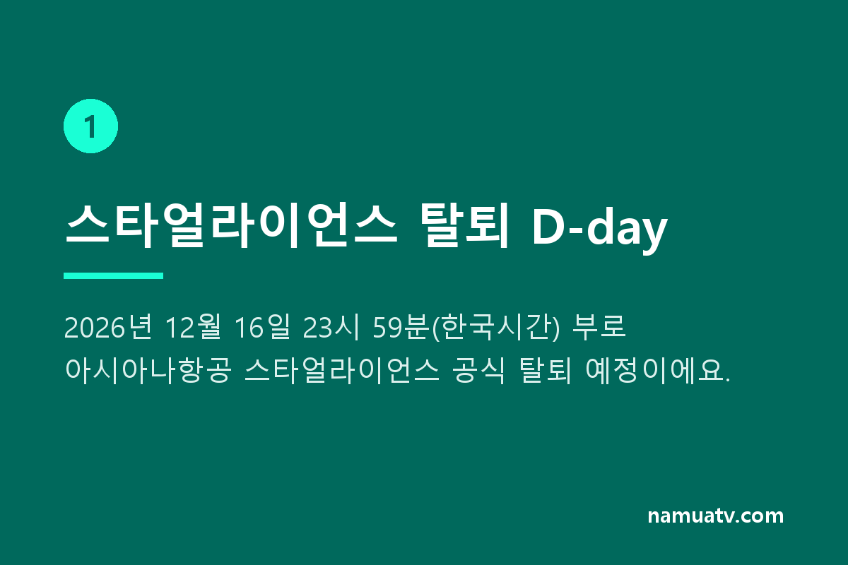 스타얼라이언스 탈퇴에 따른 마일리지 제휴 및 우수회원 혜택 종료 안내 - 스타얼라이언스 탈퇴 D-day