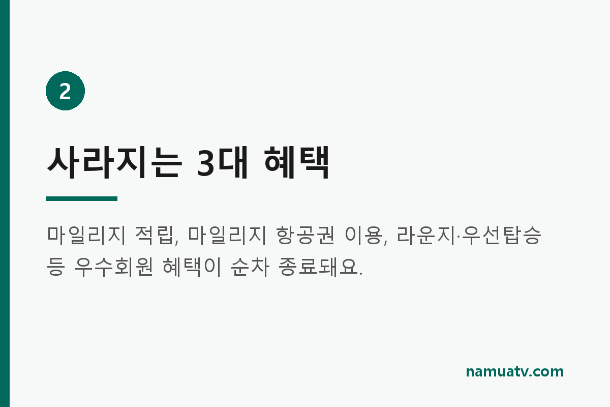 스타얼라이언스 탈퇴에 따른 마일리지 제휴 및 우수회원 혜택 종료 안내 - 사라지는 3대 혜택