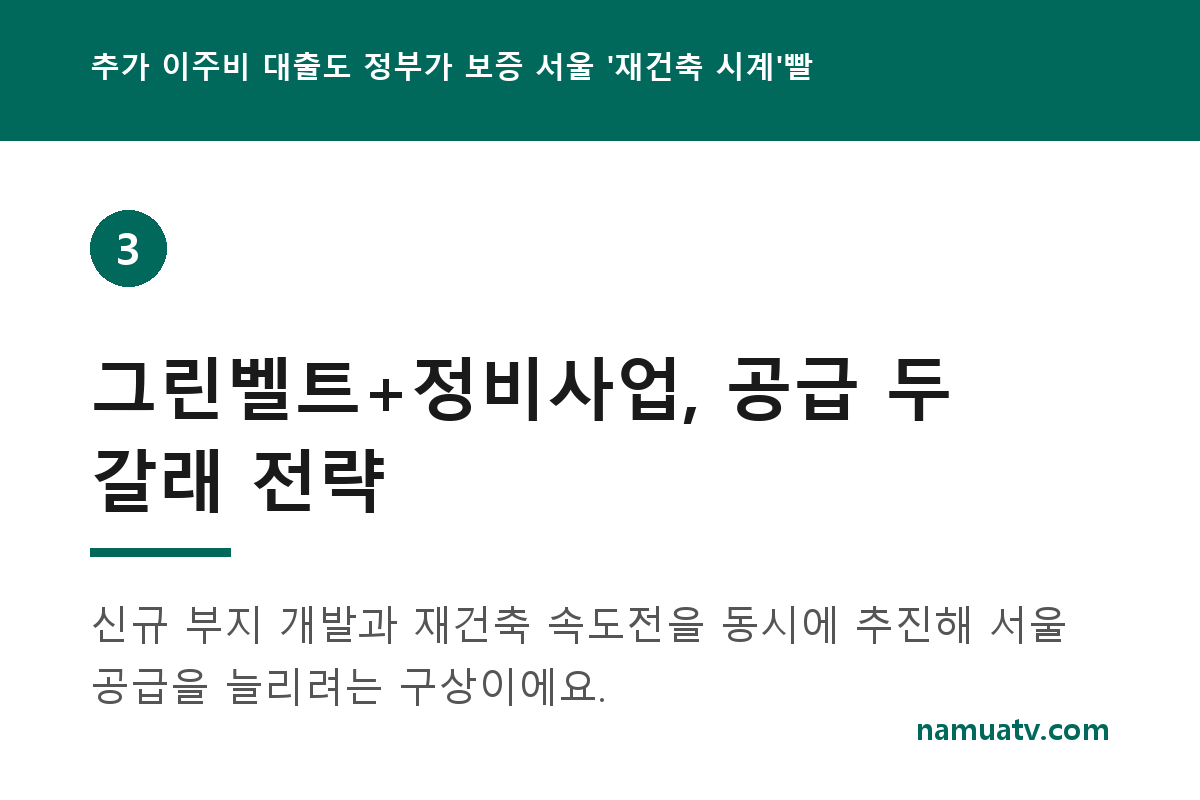 추가 이주비 대출도 정부가 보증 서울 '재건축 시계'빨라지나 - 그린벨트+정비사업, 공급 두 갈래 전략