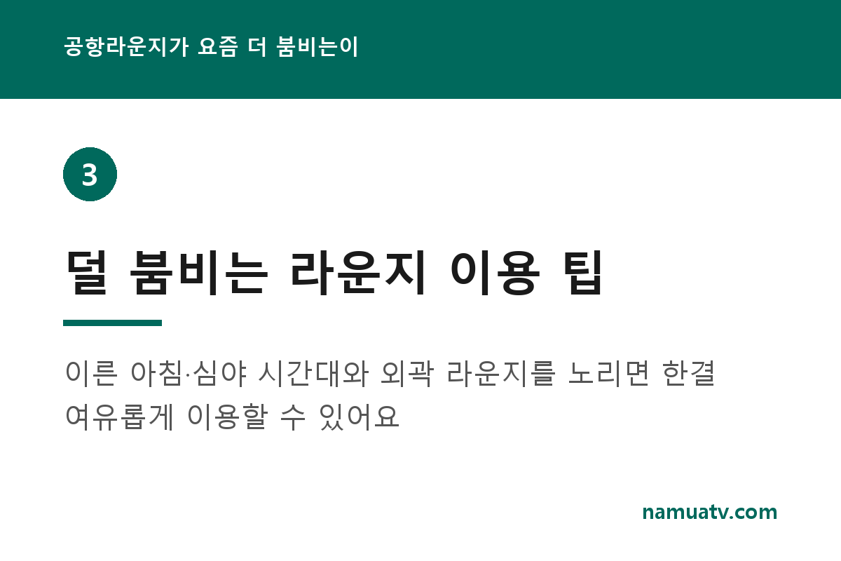공항라운지가 요즘 더 붐비는이 - 덜 붐비는 라운지 이용 팁