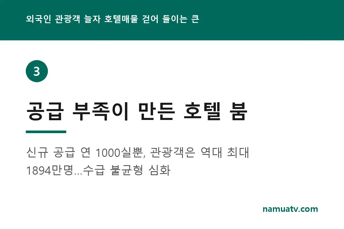외국인 관광객 늘자 호텔매물 걷어 들이는 큰 - 공급 부족이 만든 호텔 붐