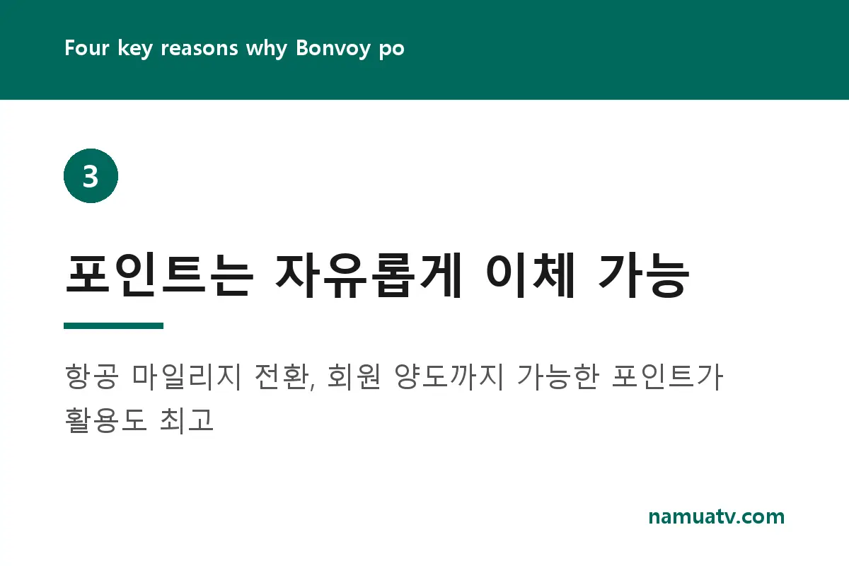 Four key reasons why Bonvoy points are better than Marriott Free Night Certificates - 포인트는 자유롭게 이체 가능